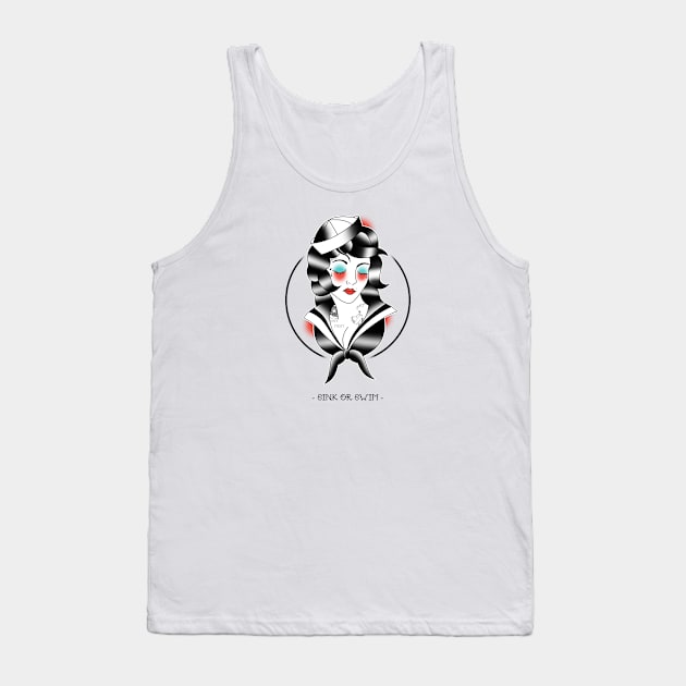 GIRL OLDSCHOOL TATTOO STYLE Tank Top by TENSTUDIOART